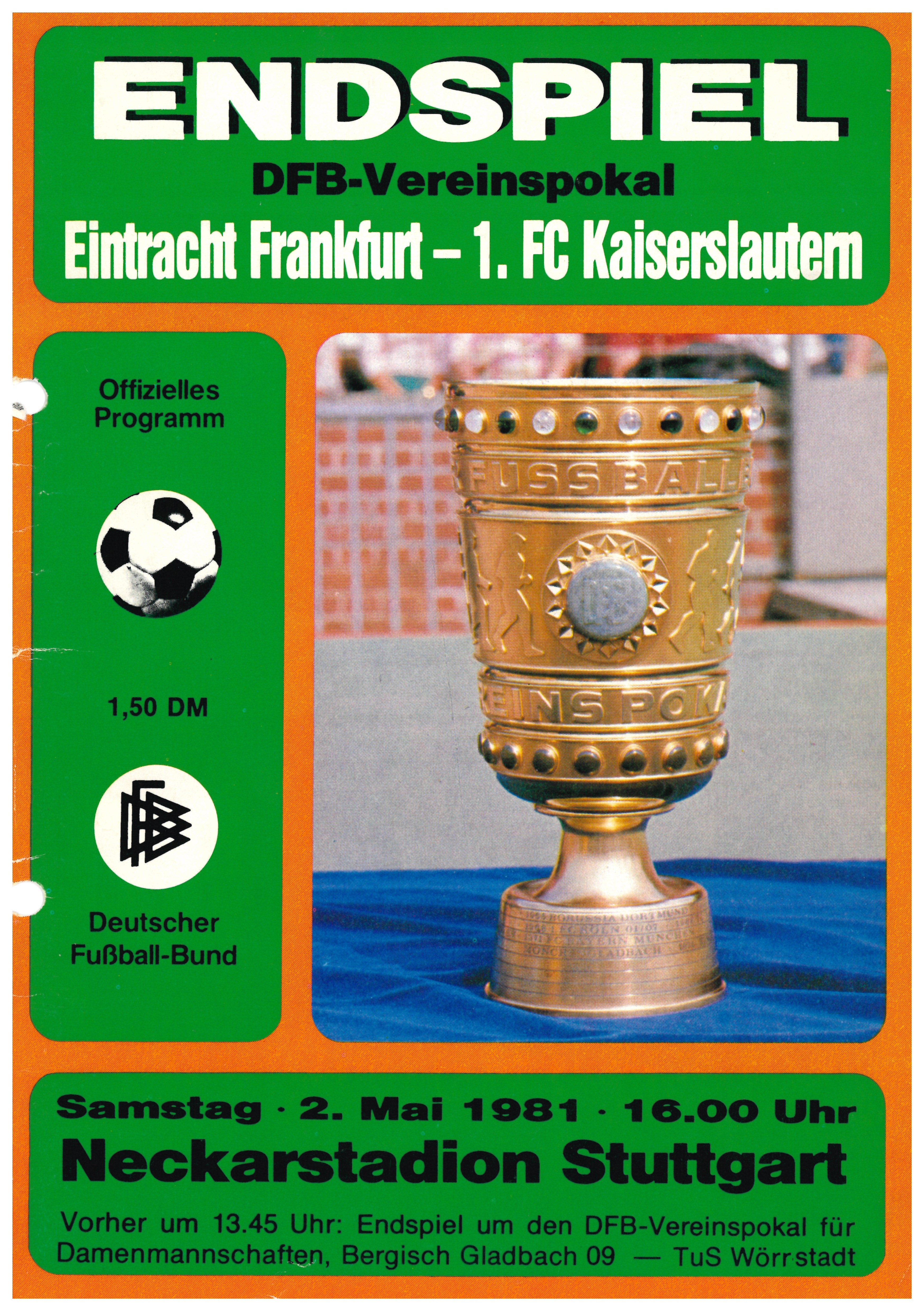Spielprogramm zum letzten DFB-Pokalfinale in Stuttgart.